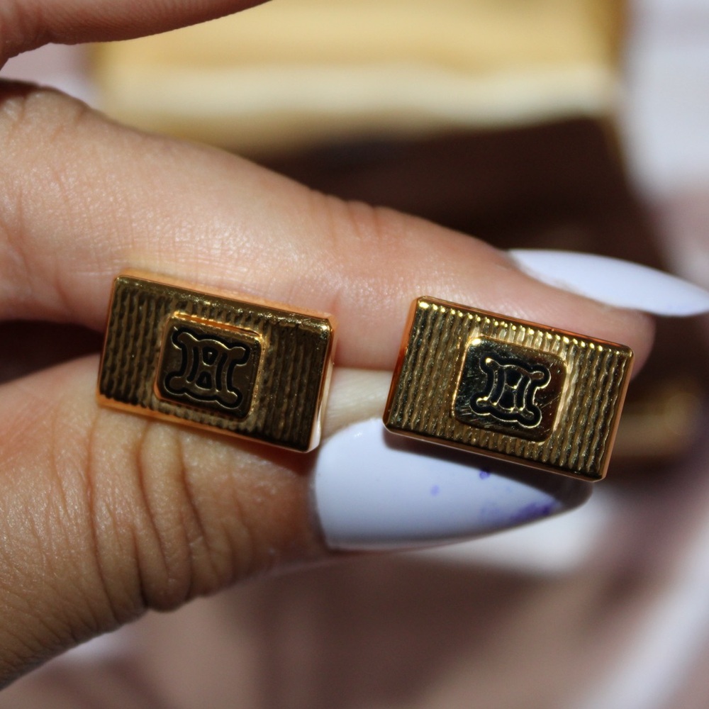 CELINE Gold Cufflinks Vintage in GREAT condition - Picture 11 of 14